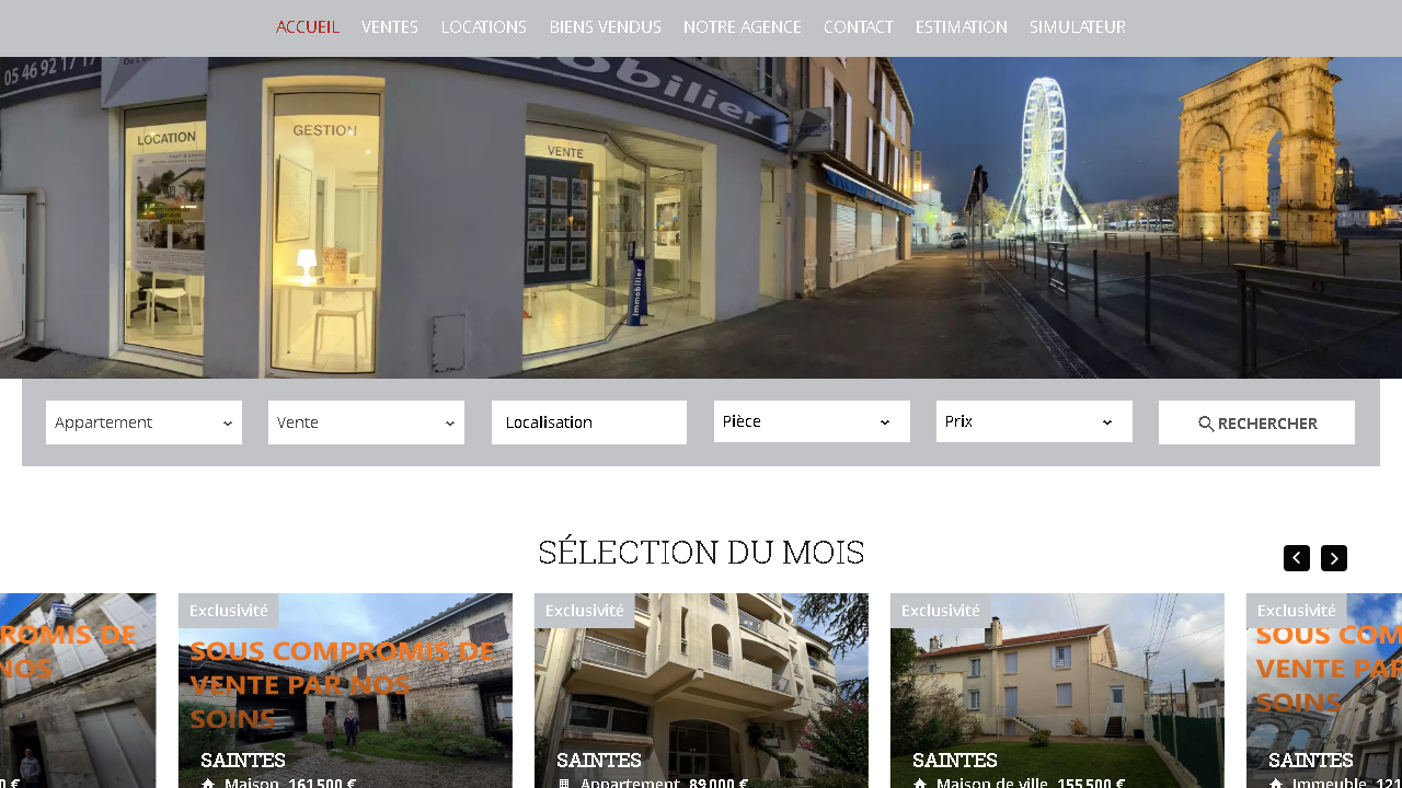 Capture d'écran de http://www.immobilier-saintes.com/